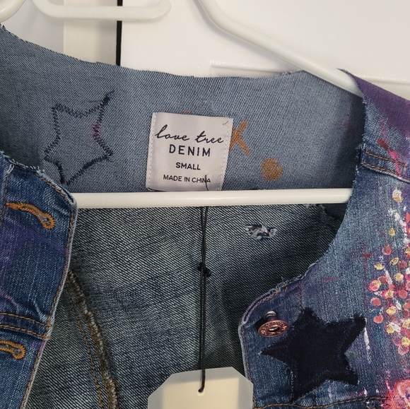 Handpainted small jean jacket.  Lovetree Denim - Picture 3 of 6